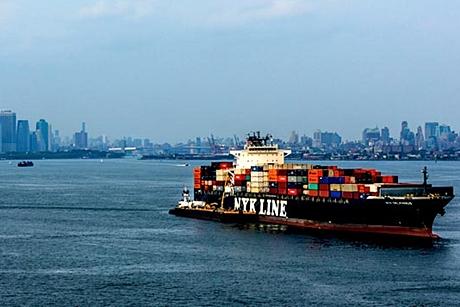 Photo of container ship.
